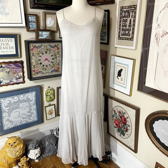 90s Vintage Oleg Cassini Long Sleeve Sequin and Bead Covered Silk Gown Size 14 - Picture 7 of 11